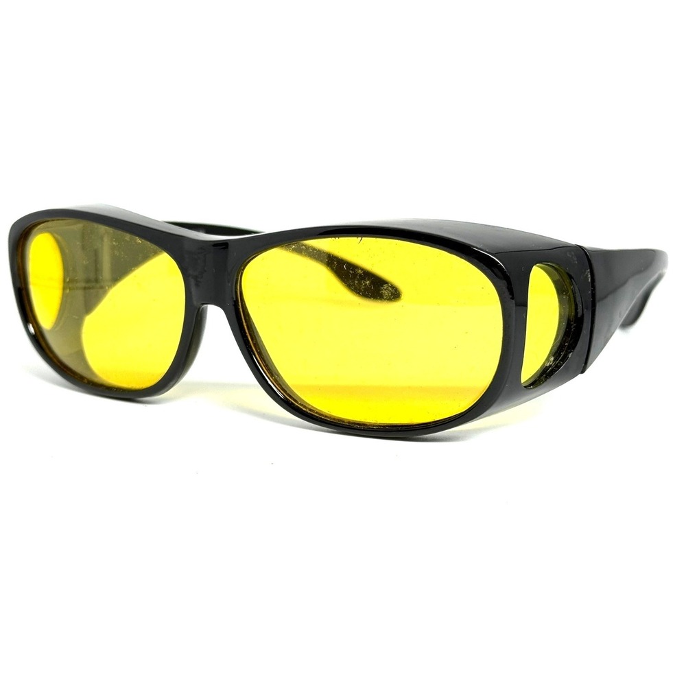 Italy Design Black Fit Over Sunglasses Yellow Tint Lens P2865POL/ND Wrap Around